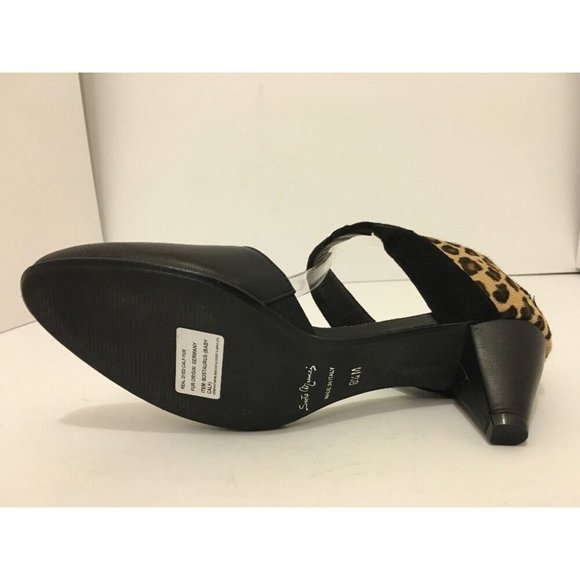 Sesto Meucci Breanne Women's Heels Black Leather Cheetah Hair Print Pumps 8.5 M - Picture 8 of 12